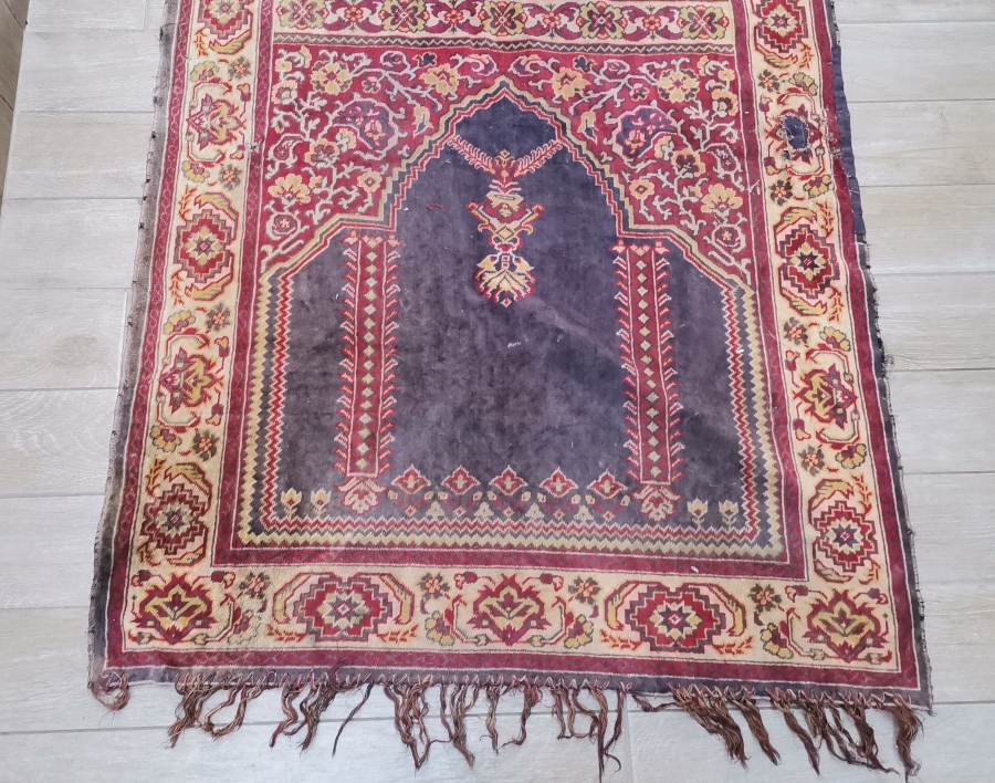 KABE-İ ŞERİF GÖRSELLİ ANTİKA İPEK FLOŞ SECCADE