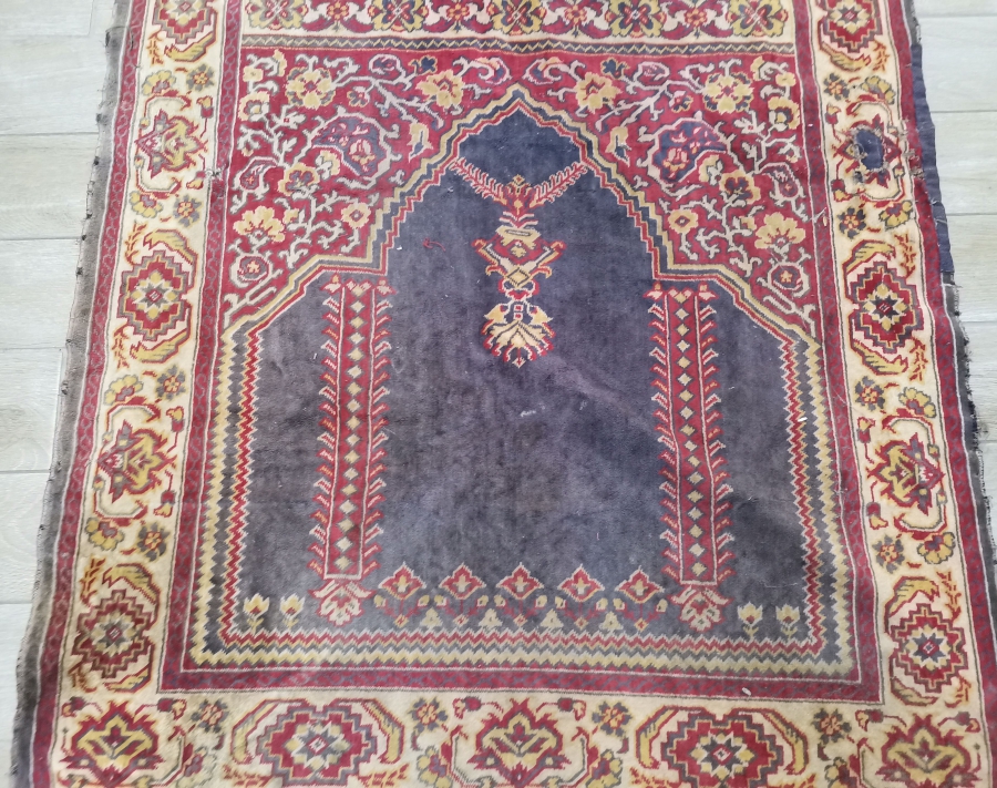 KABE-İ ŞERİF GÖRSELLİ ANTİKA İPEK FLOŞ SECCADE