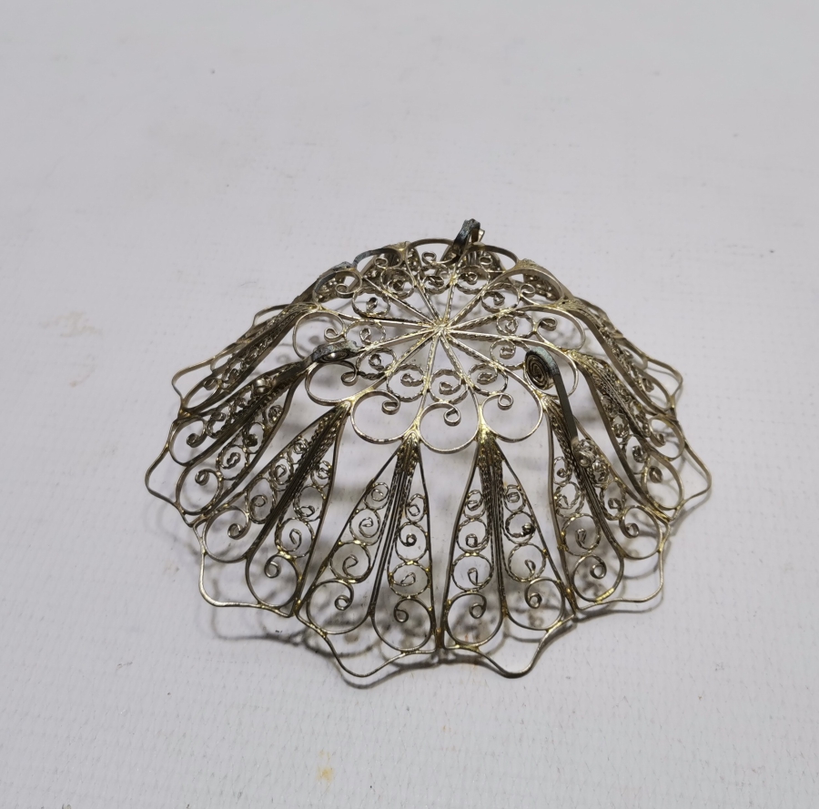 TELKARİ İŞÇİLİKLİ GÜMÜŞ KAPLAMA ANTİKA MEYVELİK - JARDİNYER