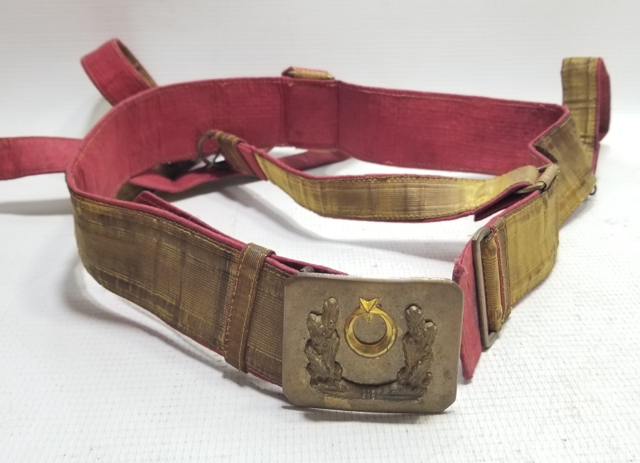 GÜMÜŞ SIRMA İŞÇİLİKLİ CUMHURİYET BAŞLARI SUBAY KEMERİ