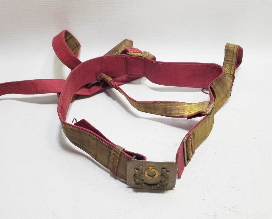 GÜMÜŞ SIRMA İŞÇİLİKLİ CUMHURİYET BAŞLARI SUBAY KEMERİ