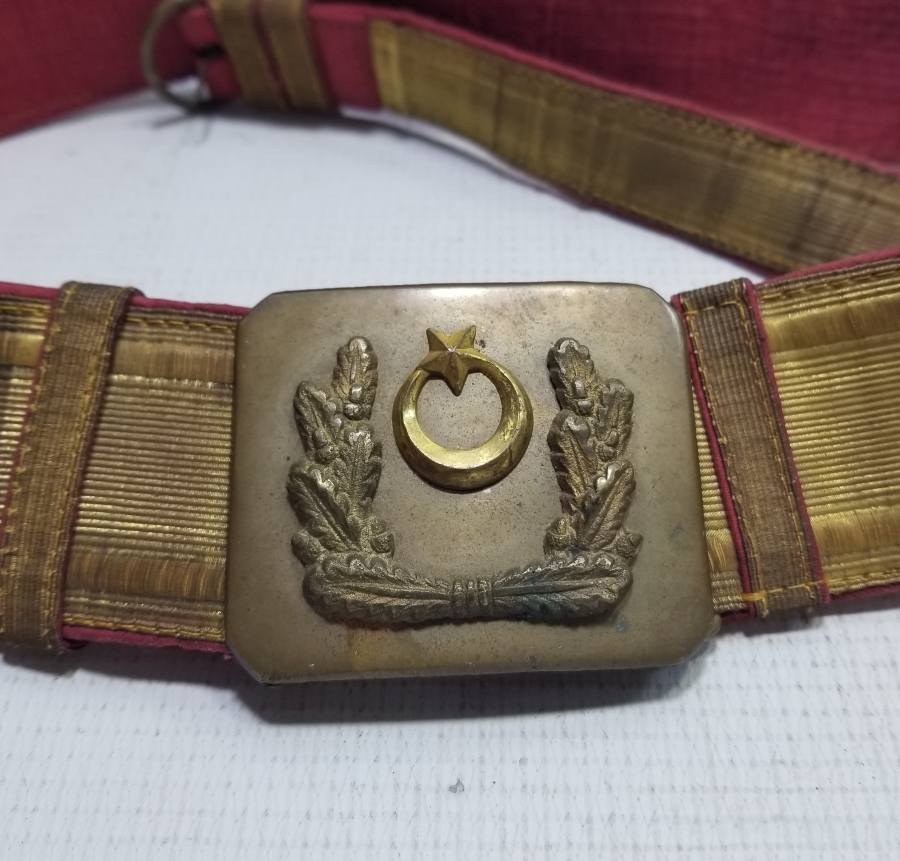 GÜMÜŞ SIRMA İŞÇİLİKLİ CUMHURİYET BAŞLARI SUBAY KEMERİ