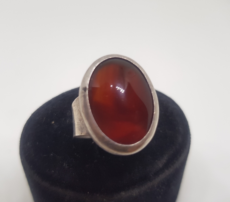 BAL AKİK TAŞLI ÖZEL YAPIM GÜMÜŞ YÜZÜK