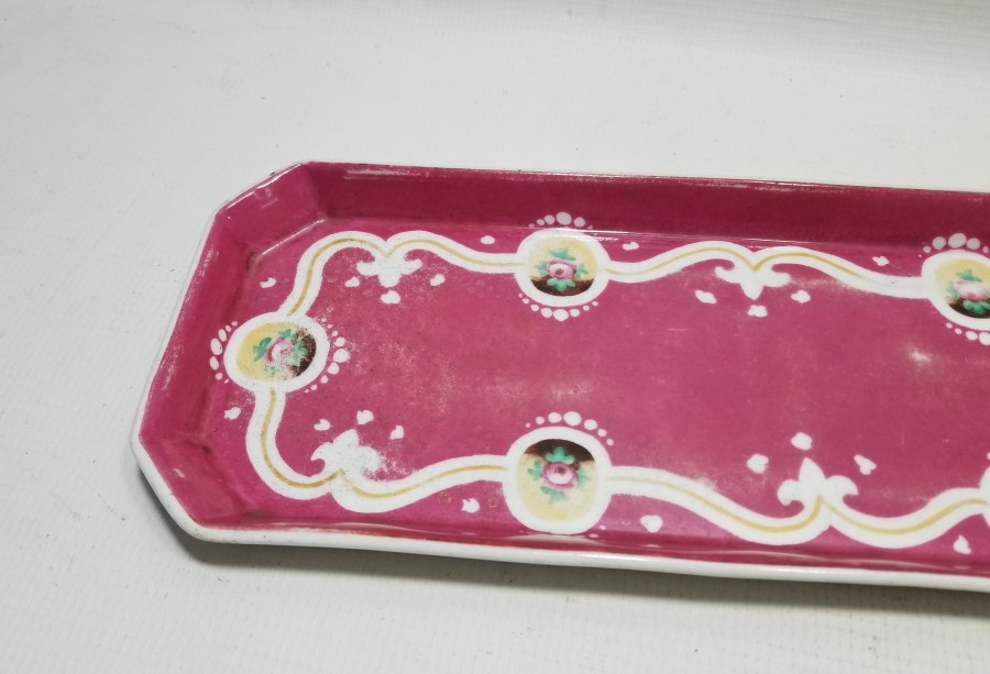 OSMANLI DÖNEMİ EL BOYAMA PORSELEN TEPSİ