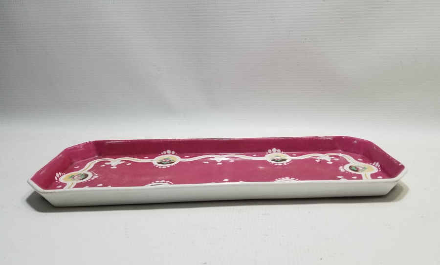 OSMANLI DÖNEMİ EL BOYAMA PORSELEN TEPSİ