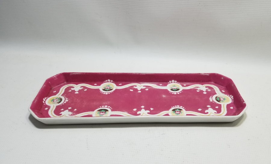 OSMANLI DÖNEMİ EL BOYAMA PORSELEN TEPSİ