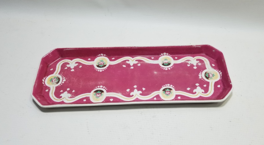 OSMANLI DÖNEMİ EL BOYAMA PORSELEN TEPSİ