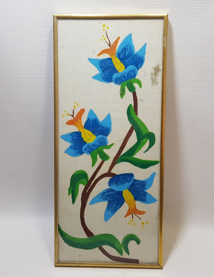 KUMAŞ ÜZERİ EL BOYAMA İŞÇİLİKLİ ANTİKA PANO