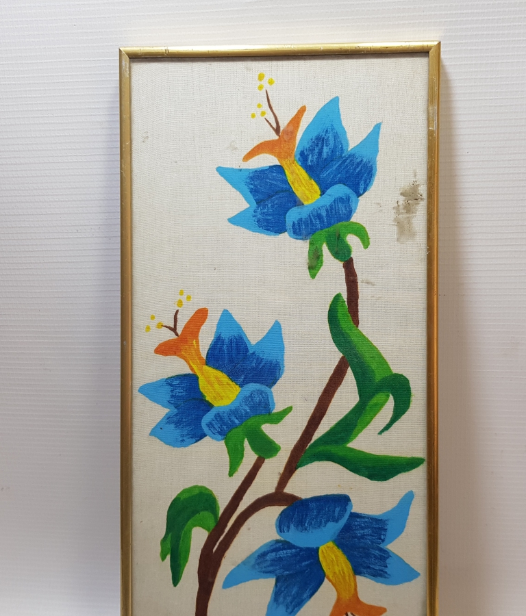 KUMAŞ ÜZERİ EL BOYAMA İŞÇİLİKLİ ANTİKA PANO