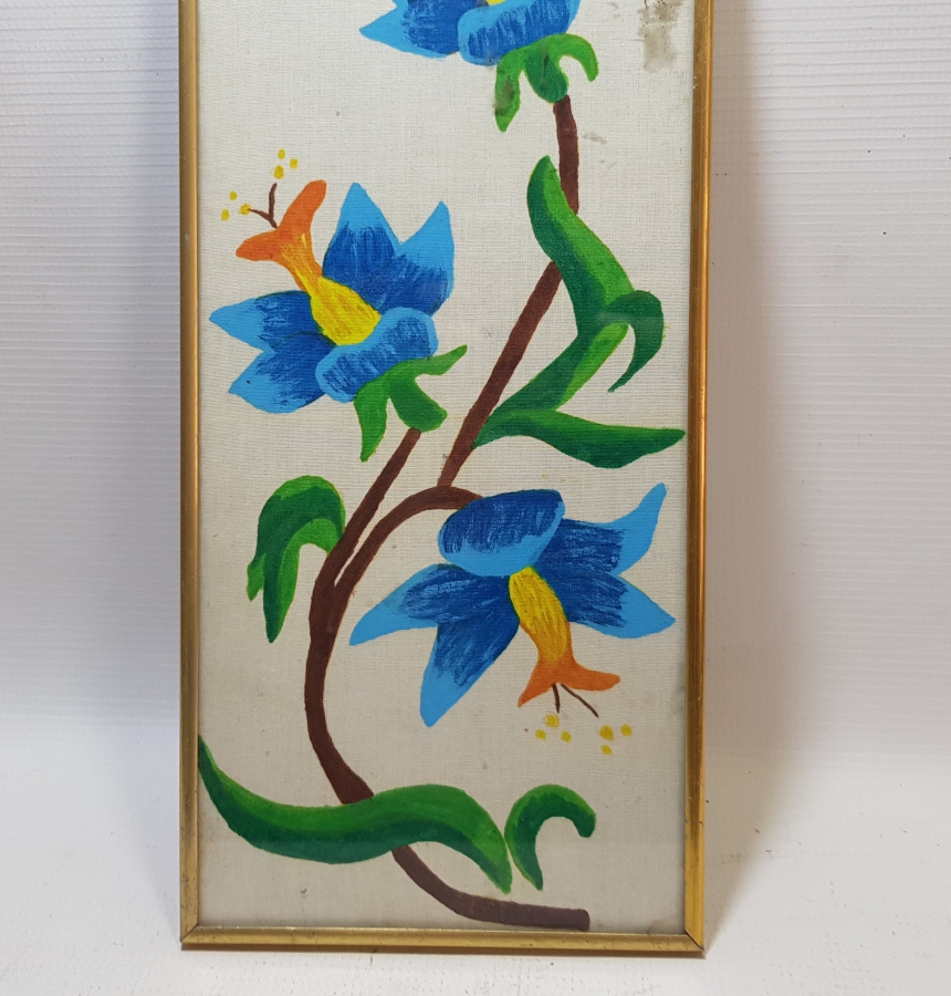 KUMAŞ ÜZERİ EL BOYAMA İŞÇİLİKLİ ANTİKA PANO