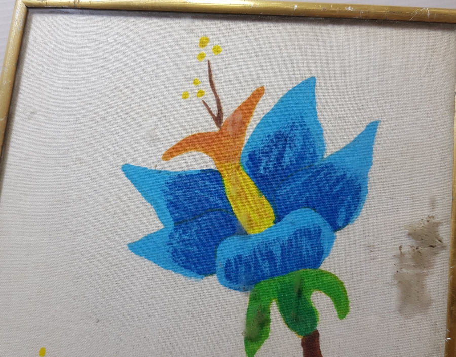 KUMAŞ ÜZERİ EL BOYAMA İŞÇİLİKLİ ANTİKA PANO