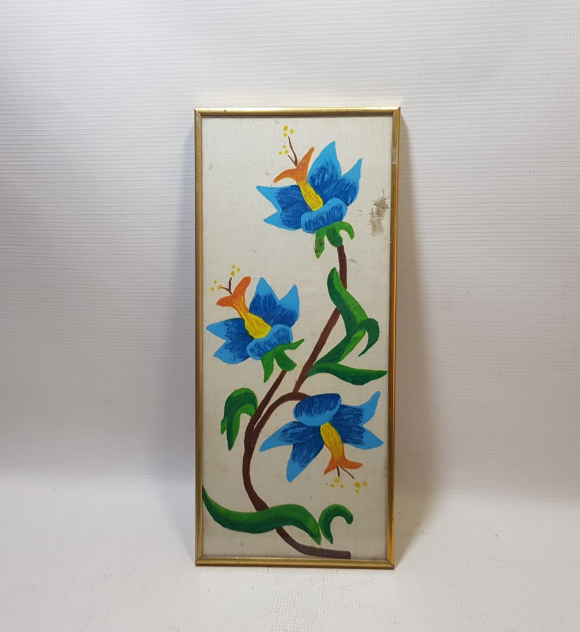 KUMAŞ ÜZERİ EL BOYAMA İŞÇİLİKLİ ANTİKA PANO