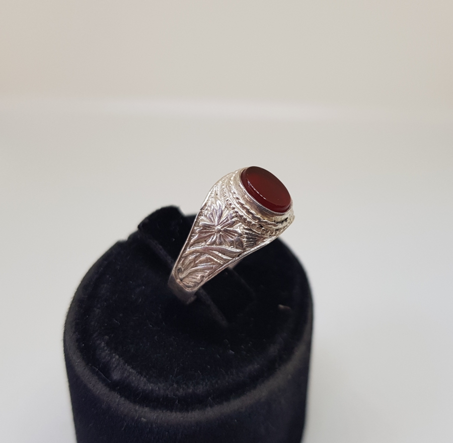 AKİK TAŞLI VE HAC HATIRASI GÜMÜŞ YÜZÜK