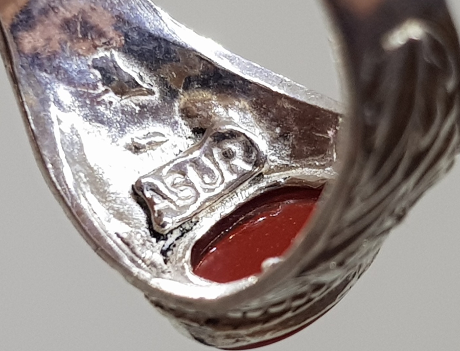 AKİK TAŞLI VE HAC HATIRASI GÜMÜŞ YÜZÜK