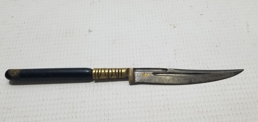 ALTIN ÇAKMA İŞÇİLİKLİ OSMANLI DÖNEMİ BURSA YAZILI NADİR HATTAT BIÇAĞI