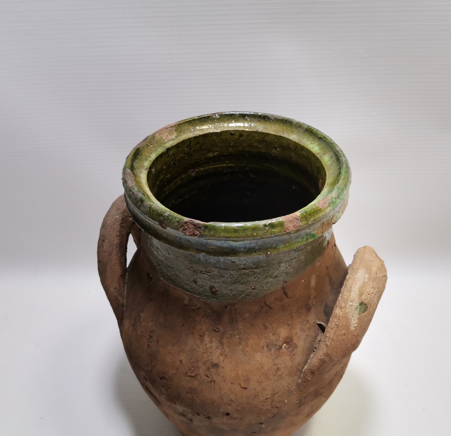 OSMANLI DÖNEMİ 1850LERDEN ÇİFT KULPLU AĞIZ KISMI SIRLI NADİR SİLLE KÜP