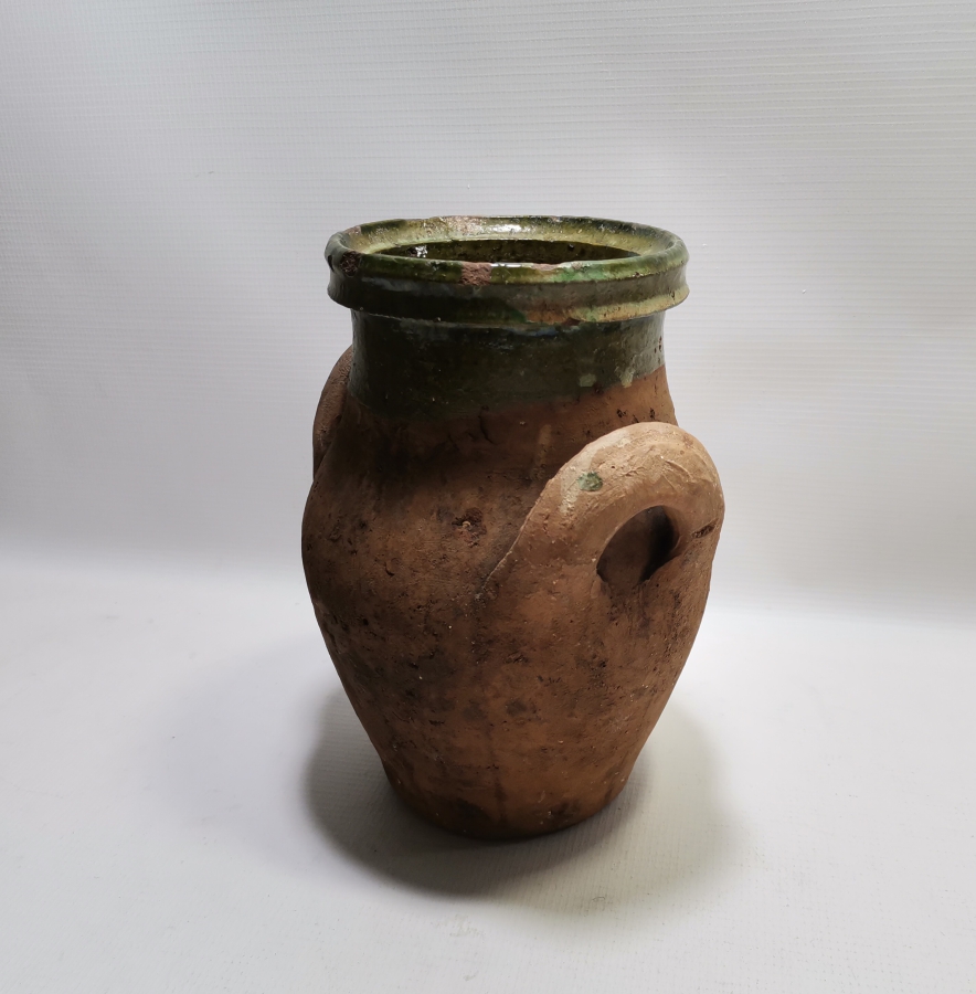 OSMANLI DÖNEMİ 1850LERDEN ÇİFT KULPLU AĞIZ KISMI SIRLI NADİR SİLLE KÜP