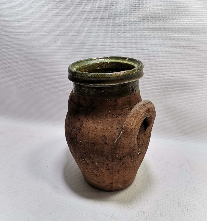 OSMANLI DÖNEMİ 1850LERDEN ÇİFT KULPLU AĞIZ KISMI SIRLI NADİR SİLLE KÜP