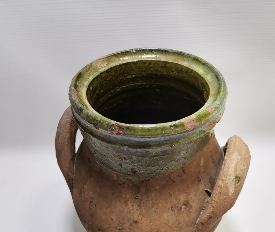 OSMANLI DÖNEMİ 1850LERDEN ÇİFT KULPLU AĞIZ KISMI SIRLI NADİR SİLLE KÜP