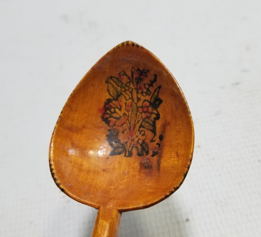 ÜZERİ TARİHLİ EL BOYAMA OSMANLI DÖNEMİ TAHTA KAŞIK