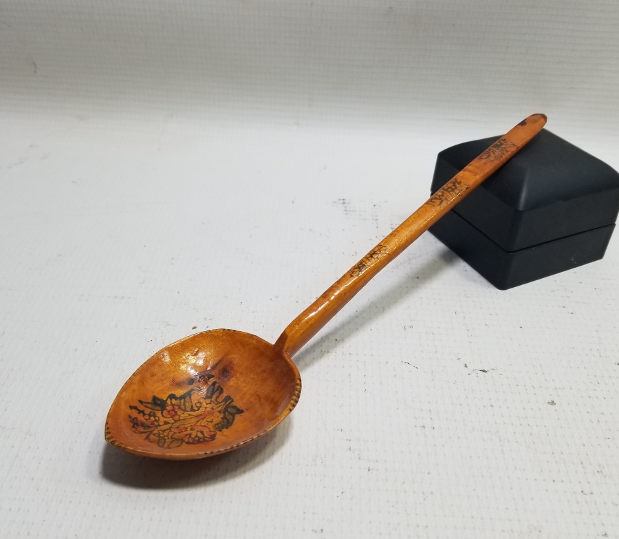 ÜZERİ TARİHLİ EL BOYAMA OSMANLI DÖNEMİ TAHTA KAŞIK
