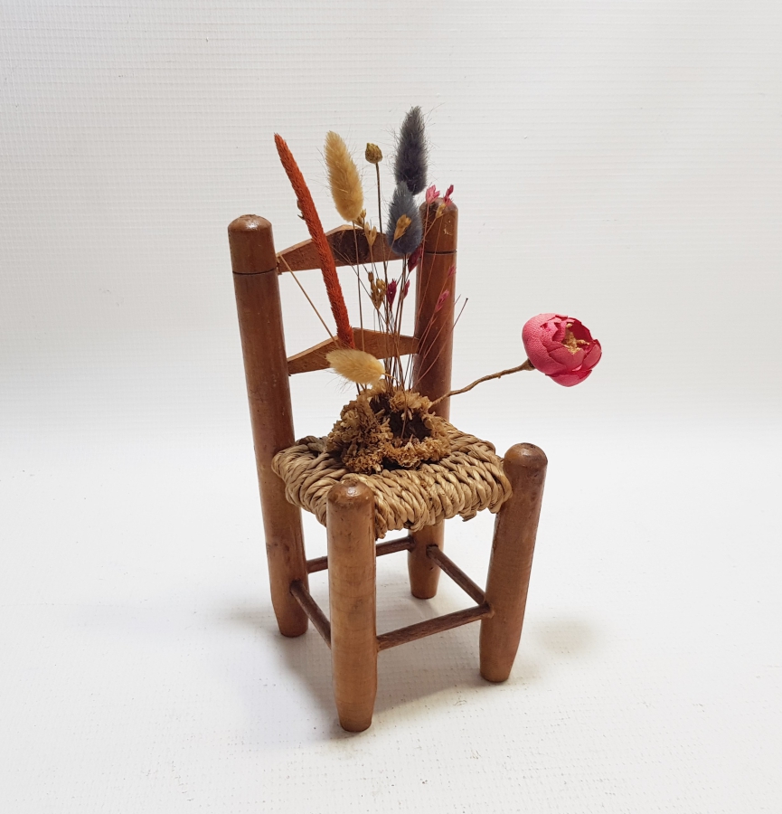 OSMANLI DÖNEMİ EL YAPIMI HURMA HASIRLI HİCAZ HATIRASI OYUNCAK ÇOCUK SANDALYESİ