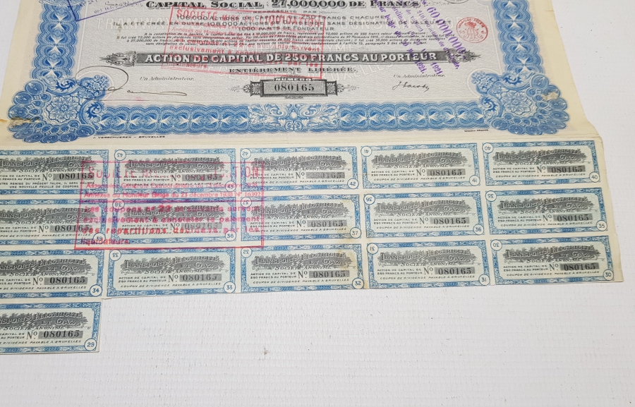 OSMANLI DÖNEMİ İSTANBUL ELEKTRİKLİ TRAMVAY ŞİRKETİ HİSSE SENEDİ