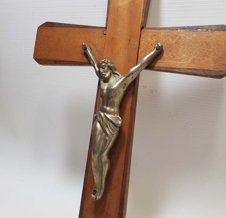 EL YAPIMI ANTİKA İSA FİGÜRLÜ BÜYÜK BOY HAÇ