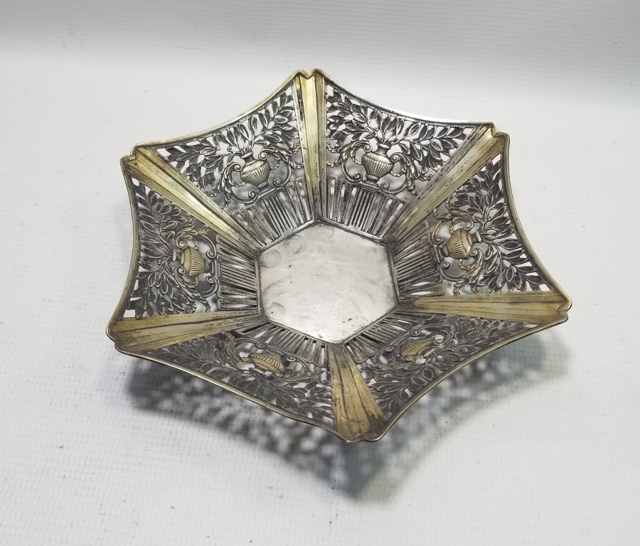 ÜZERİ ALTIN VERMEYLİ ANTİKA GÜMÜŞ BÜYÜK BOY MEYVELİK