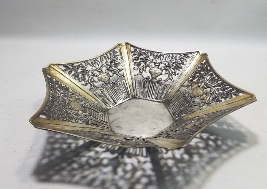 ÜZERİ ALTIN VERMEYLİ ANTİKA GÜMÜŞ BÜYÜK BOY MEYVELİK