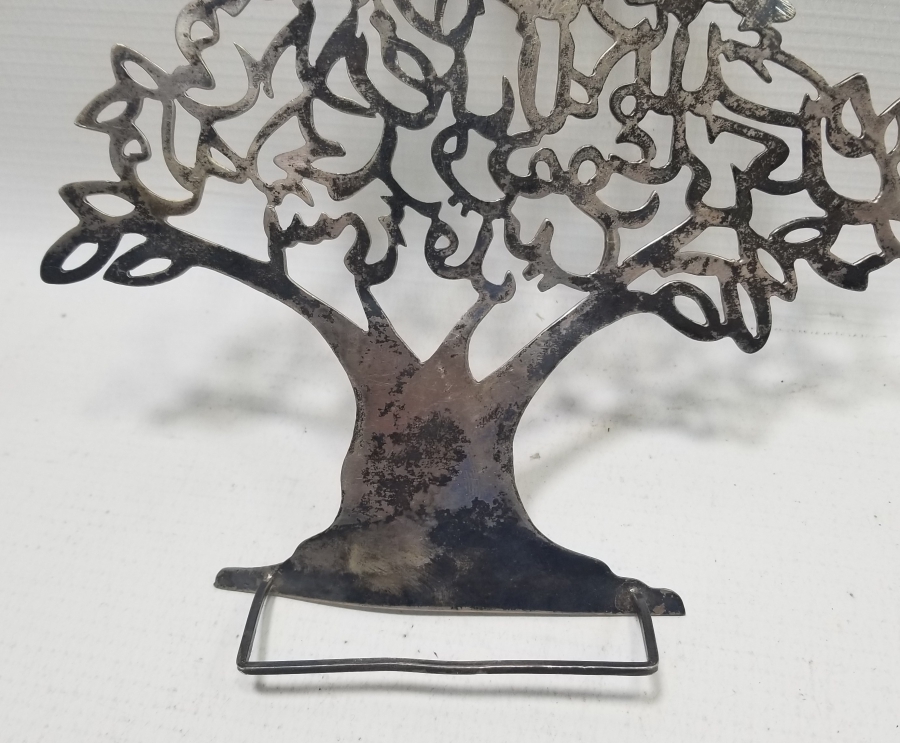 ÜZERİ AYETLİ ANTİKA GÜMÜŞ AĞAÇ FORMLU MASA ÜSTÜ OBJESİ