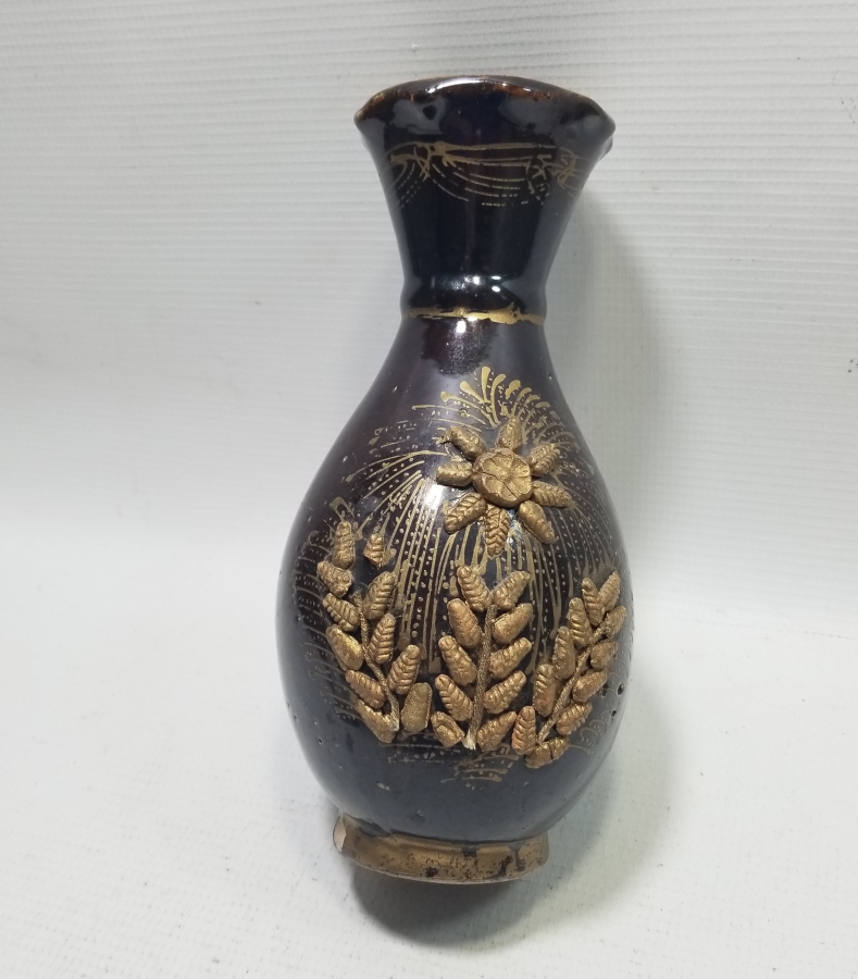 ÜZERİ ALTIN VARAKLI NADİR TİPTE OSMANLI DÖNEMİ SIRLI ÇANAKKALE VAZO