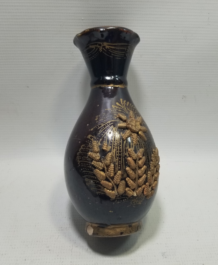 ÜZERİ ALTIN VARAKLI NADİR TİPTE OSMANLI DÖNEMİ SIRLI ÇANAKKALE VAZO