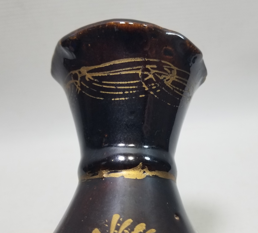 ÜZERİ ALTIN VARAKLI NADİR TİPTE OSMANLI DÖNEMİ SIRLI ÇANAKKALE VAZO