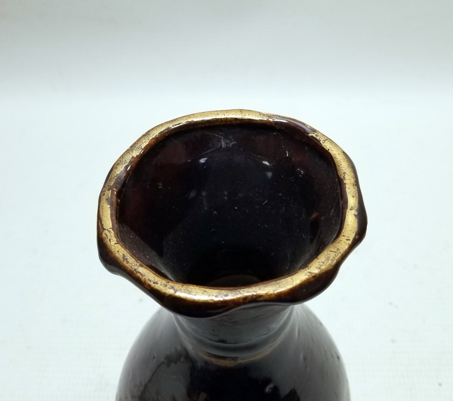 ÜZERİ ALTIN VARAKLI NADİR TİPTE OSMANLI DÖNEMİ SIRLI ÇANAKKALE VAZO