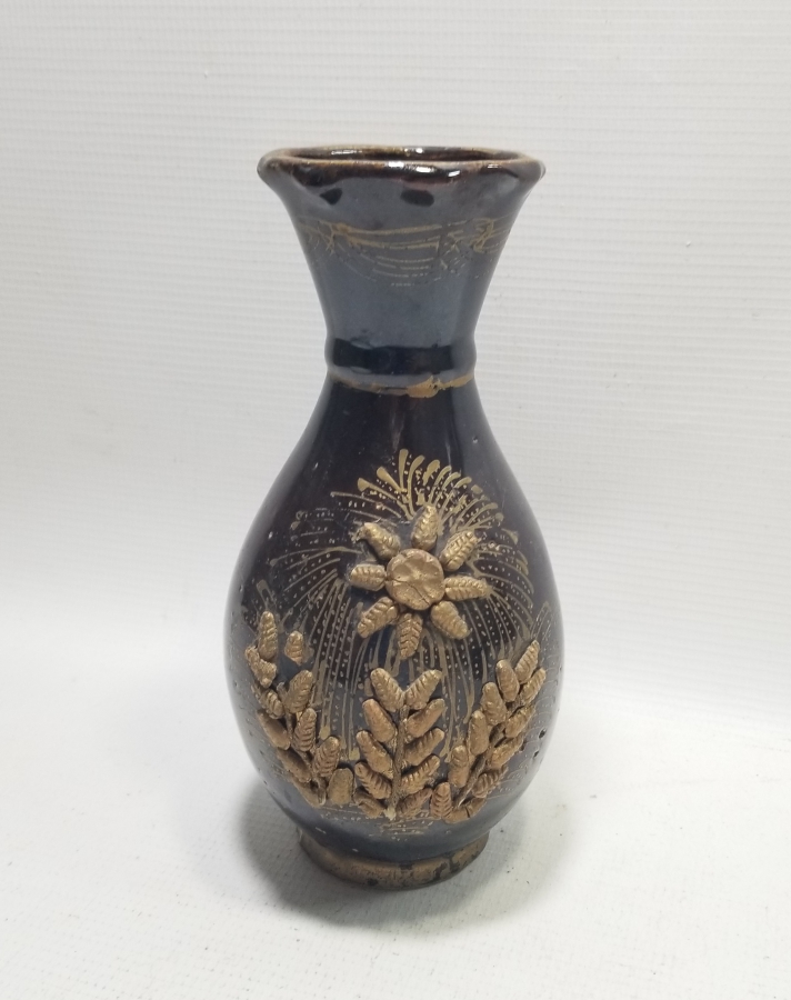 ÜZERİ ALTIN VARAKLI NADİR TİPTE OSMANLI DÖNEMİ SIRLI ÇANAKKALE VAZO