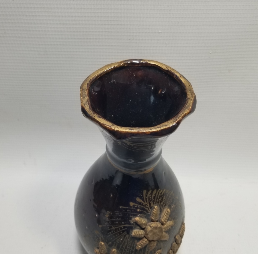 ÜZERİ ALTIN VARAKLI NADİR TİPTE OSMANLI DÖNEMİ SIRLI ÇANAKKALE VAZO