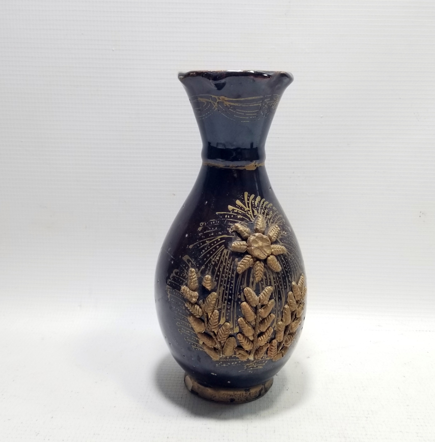 ÜZERİ ALTIN VARAKLI NADİR TİPTE OSMANLI DÖNEMİ SIRLI ÇANAKKALE VAZO