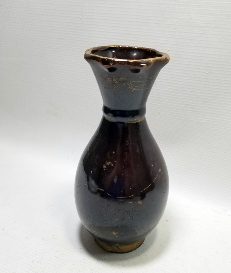 ÜZERİ ALTIN VARAKLI NADİR TİPTE OSMANLI DÖNEMİ SIRLI ÇANAKKALE VAZO