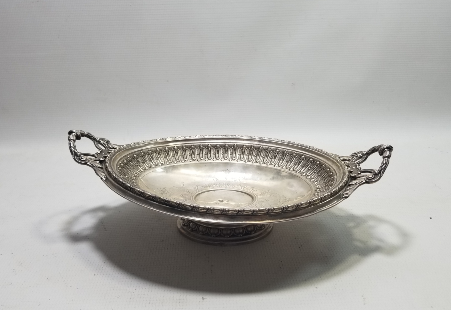 ABDÜLHAMİD HAN DÖNEMİ TUĞRALI GÜMÜŞ BÜYÜK BOY MEYVELİK - JARDİNYER