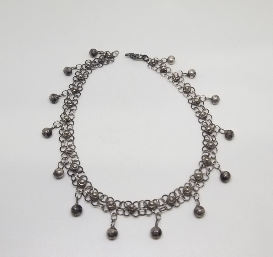 EL YAPIMI ANTİKA GÜMÜŞ HALHAL