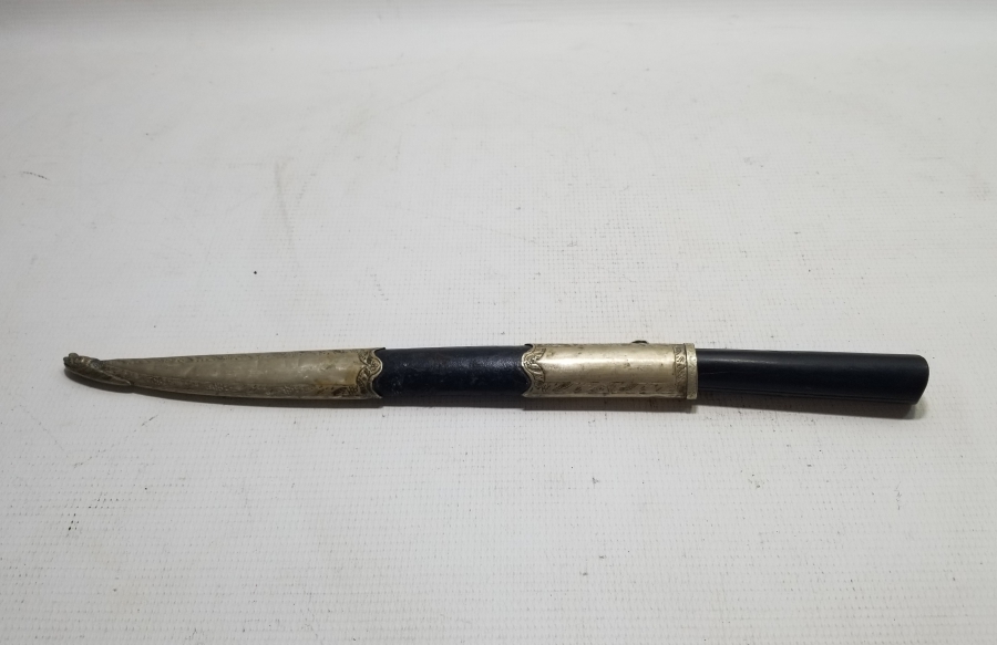 OSMANLI DÖNEMİ ORİJİNAL KININDA KARABALIK FİGÜRLÜ YENİÇERİ AĞA KUŞAK KAMASI