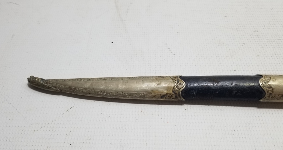 OSMANLI DÖNEMİ ORİJİNAL KININDA KARABALIK FİGÜRLÜ YENİÇERİ AĞA KUŞAK KAMASI