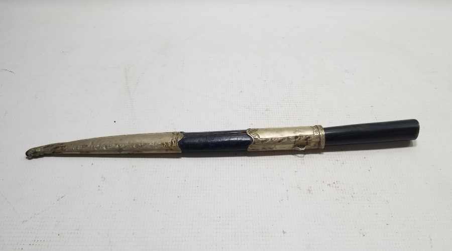 OSMANLI DÖNEMİ ORİJİNAL KININDA KARABALIK FİGÜRLÜ YENİÇERİ AĞA KUŞAK KAMASI