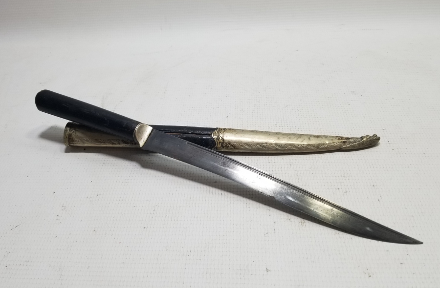 OSMANLI DÖNEMİ ORİJİNAL KININDA KARABALIK FİGÜRLÜ YENİÇERİ AĞA KUŞAK KAMASI