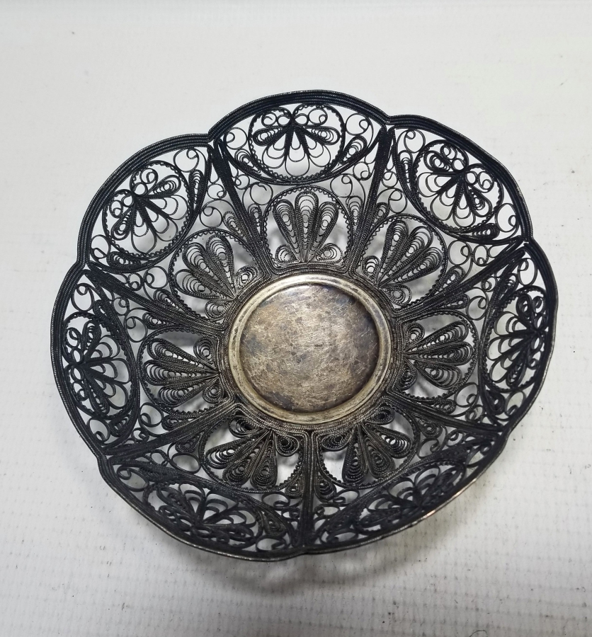 TELKARİ İŞÇİLİKLİ EL YAPIMI ALTI DAMGALI NADİR GÜMÜŞ RUS MİNİ JARDİNYER