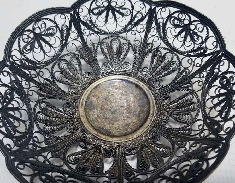 TELKARİ İŞÇİLİKLİ EL YAPIMI ALTI DAMGALI NADİR GÜMÜŞ RUS MİNİ JARDİNYER