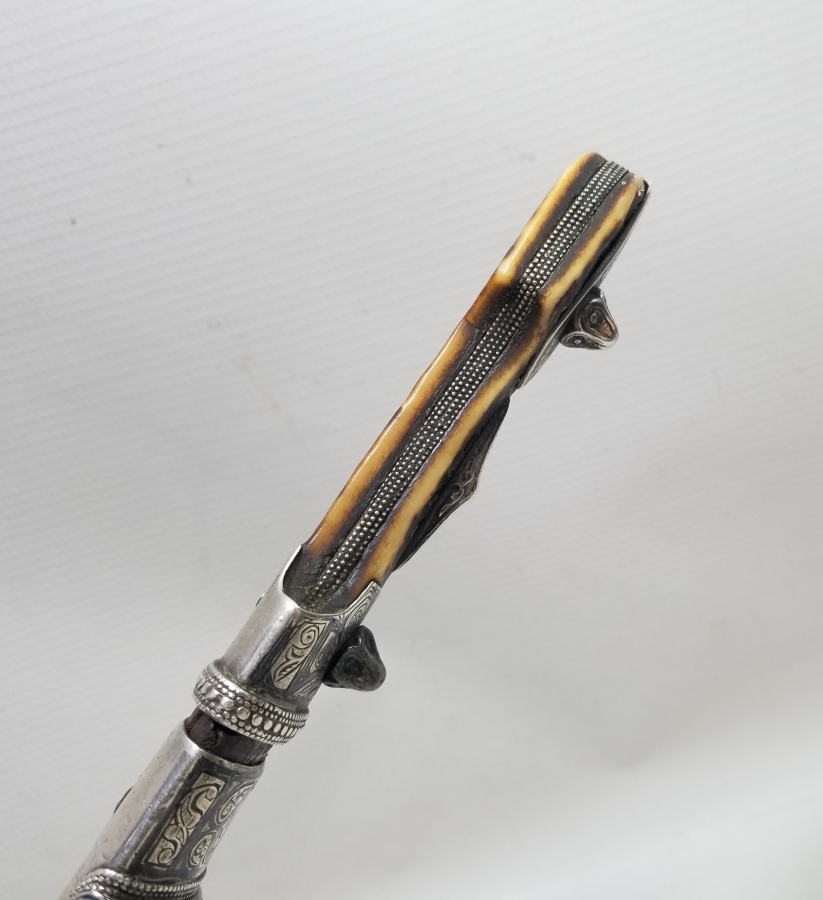 1891 TARİHLİ OSMANLI DÖNEMİ GEYİK BOYNUZU SAPLI GÜMÜŞ KINLI NADİR ÇERKES KAMASI