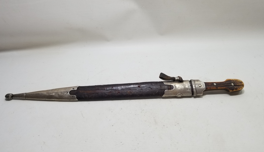 1891 TARİHLİ OSMANLI DÖNEMİ GEYİK BOYNUZU SAPLI GÜMÜŞ KINLI NADİR ÇERKES KAMASI