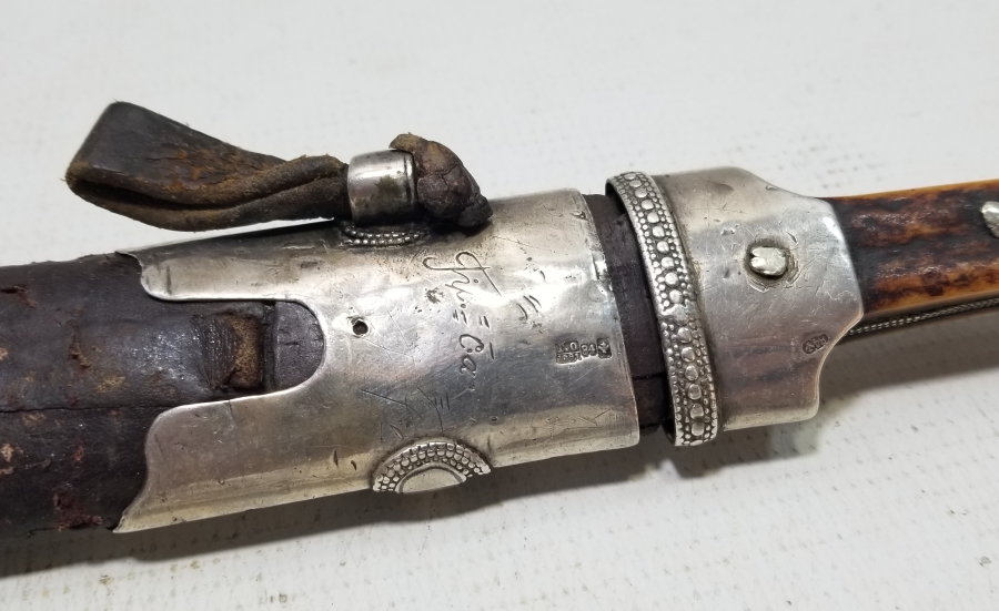 1891 TARİHLİ OSMANLI DÖNEMİ GEYİK BOYNUZU SAPLI GÜMÜŞ KINLI NADİR ÇERKES KAMASI